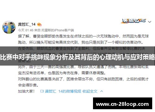 比赛中对手挑衅现象分析及其背后的心理动机与应对策略