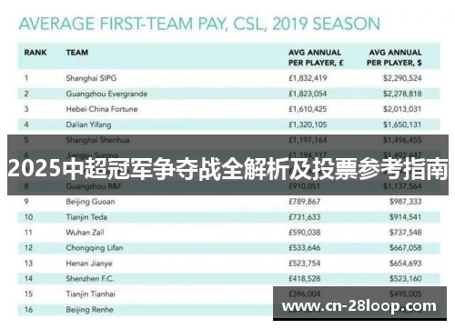 2025中超冠军争夺战全解析及投票参考指南
