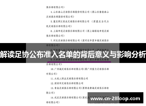 解读足协公布准入名单的背后意义与影响分析